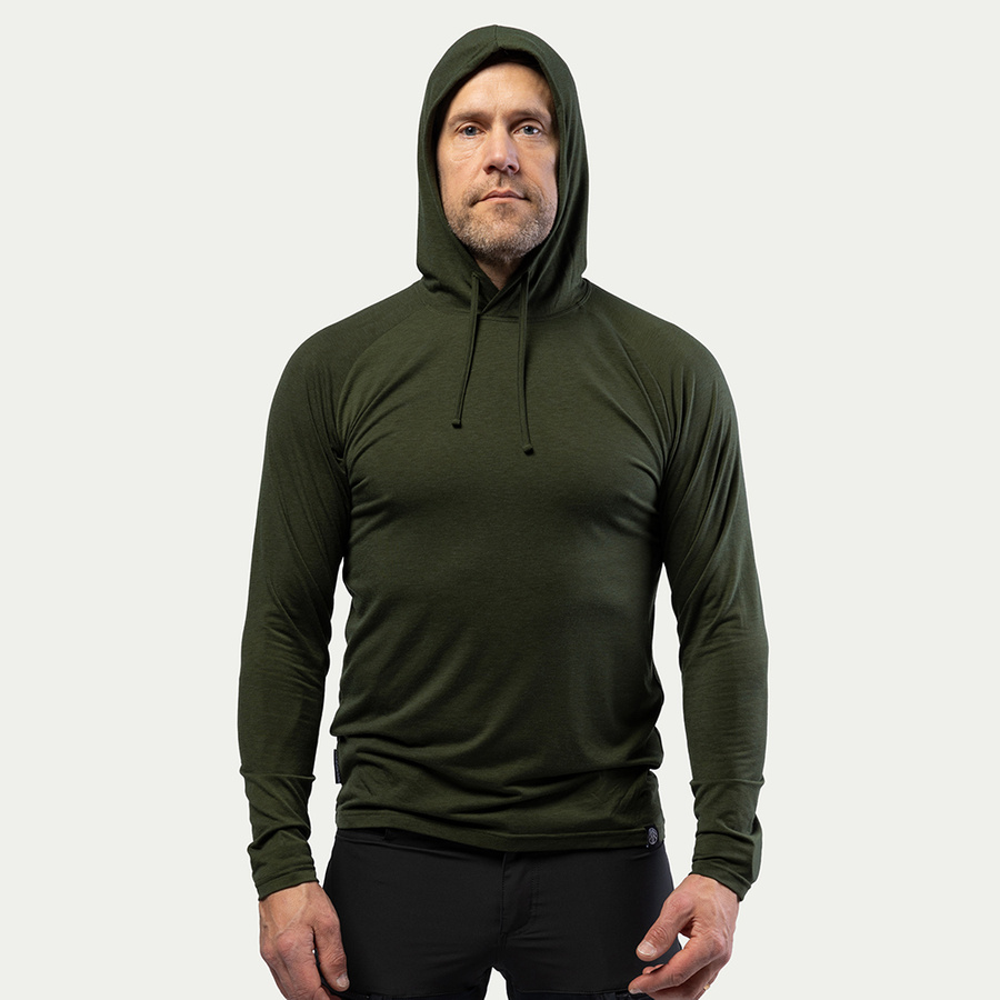 BN213 Light Merino Hoodie Men's Kombu Green - Warm and Light