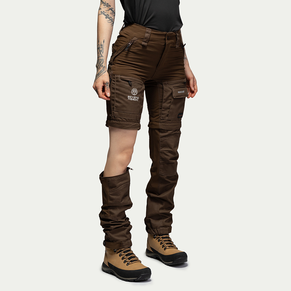 レッグウェア babaco RIBBED PANTS BROWN Women's BN002 Zip-Off Hiking Pants – Adaptable & Reliable