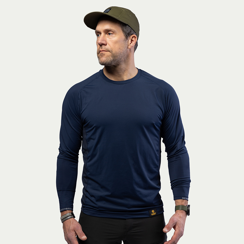BN214 LS Performance T-Shirt Homme Navy - Taille : L - Beyond Nordic