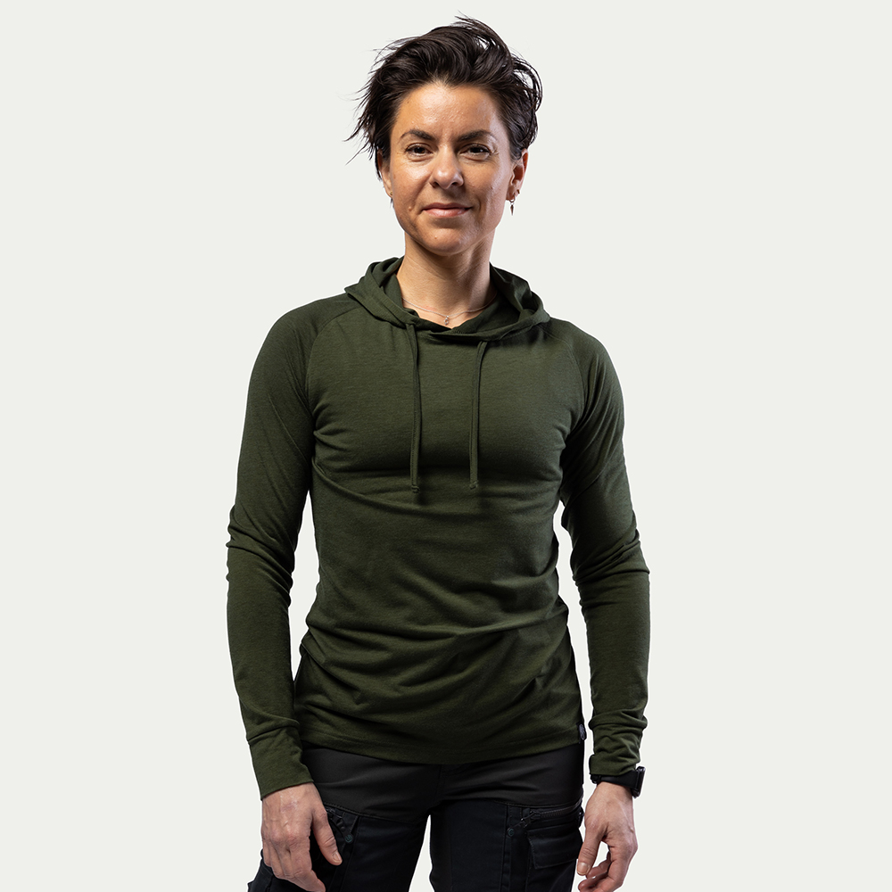 BN213 Light Merino Hoodie Dames Kombu Green - Maat: XXL - Beyond Nordic