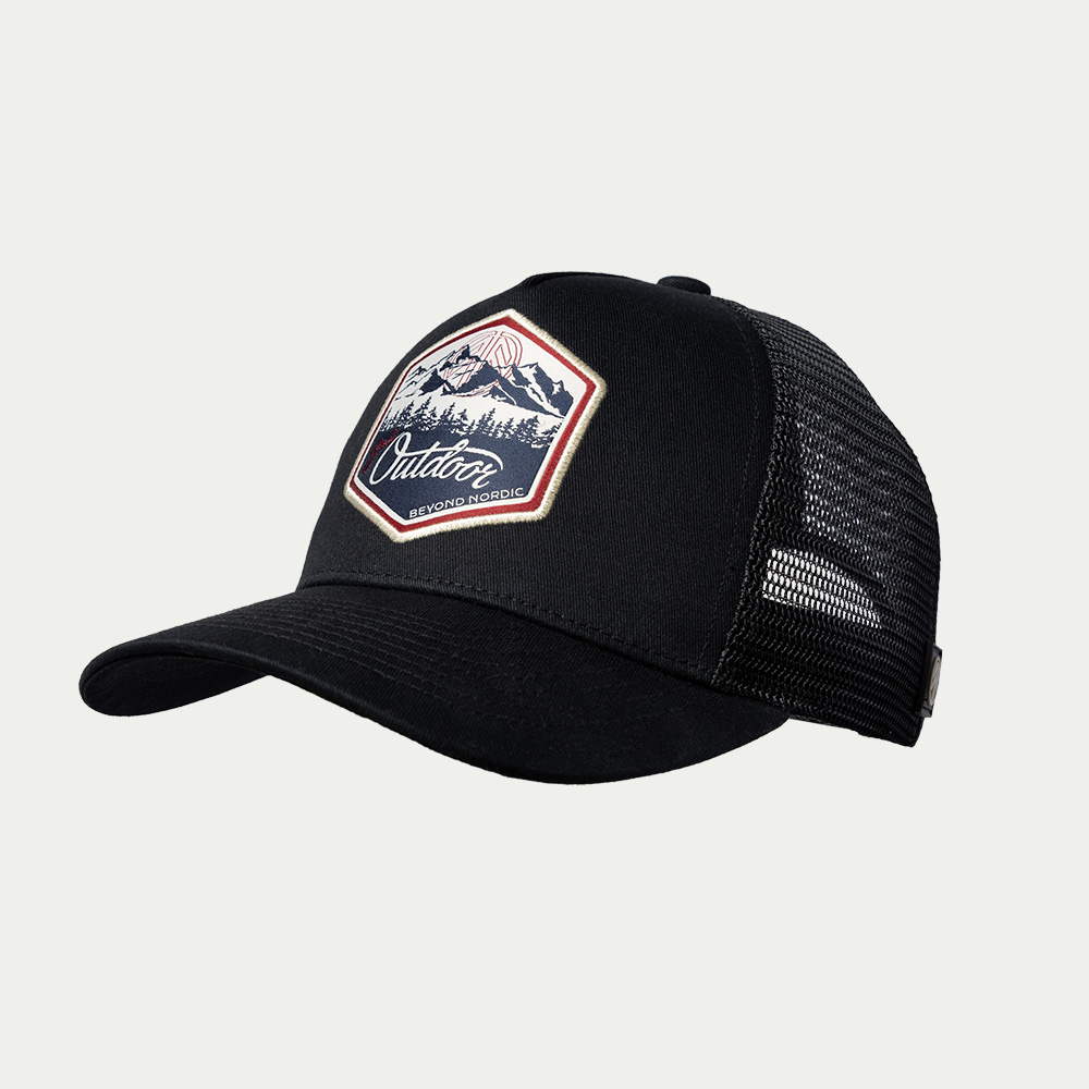 BN215 Great Outdoor Trucker Cap Onyx Black - Beyond Nordic