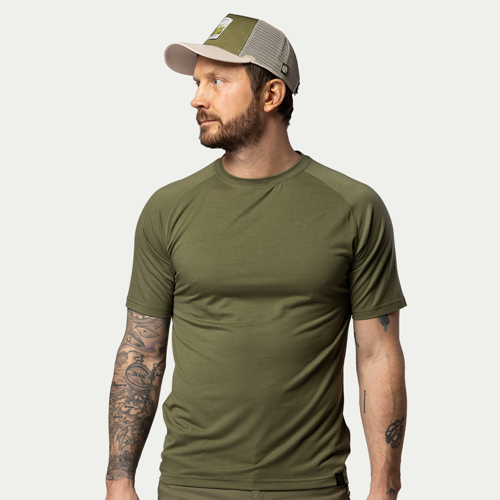BN216 Light Merino T-Shirt Men ́s Moss Green - Maat: XXL - Beyond Nordic