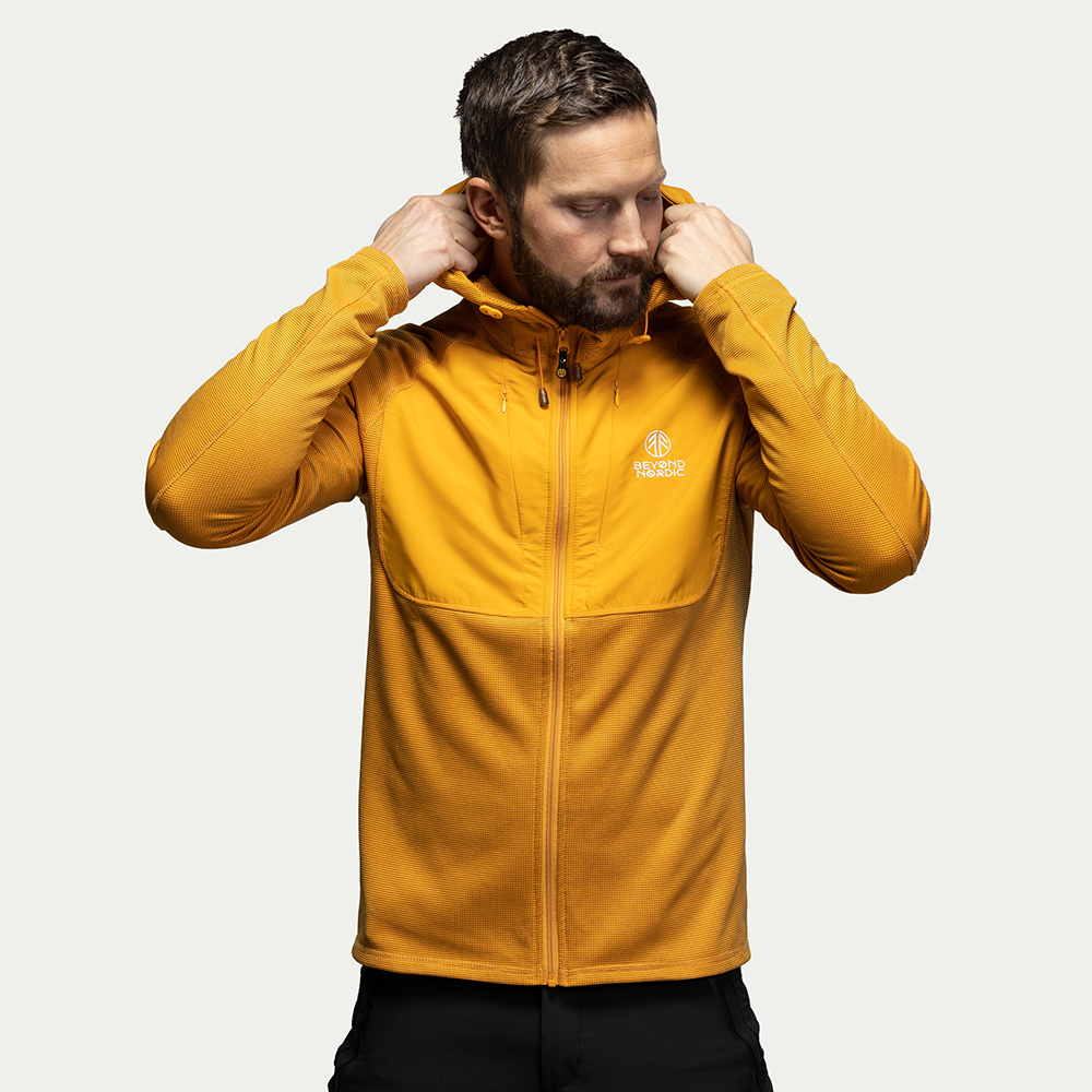 Fleecetröja Hoodie Herr Yellow - Storlek: M - Beyond Nordic