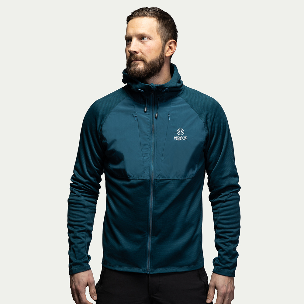 BN101 Mid Layer Fleece Hoodie Homme Blue - Taille : M - Beyond Nordic