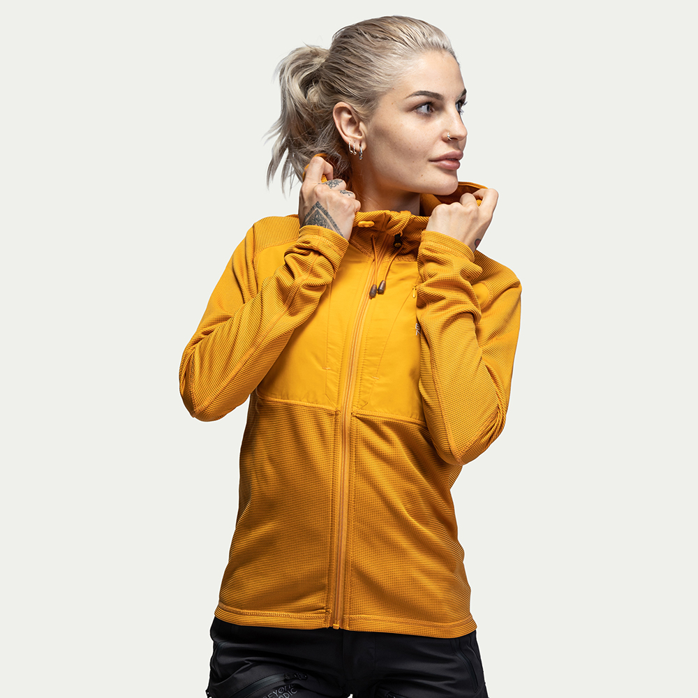 Fleecetrui Hoodie Dames Yellow - Maat: XXS - Beyond Nordic