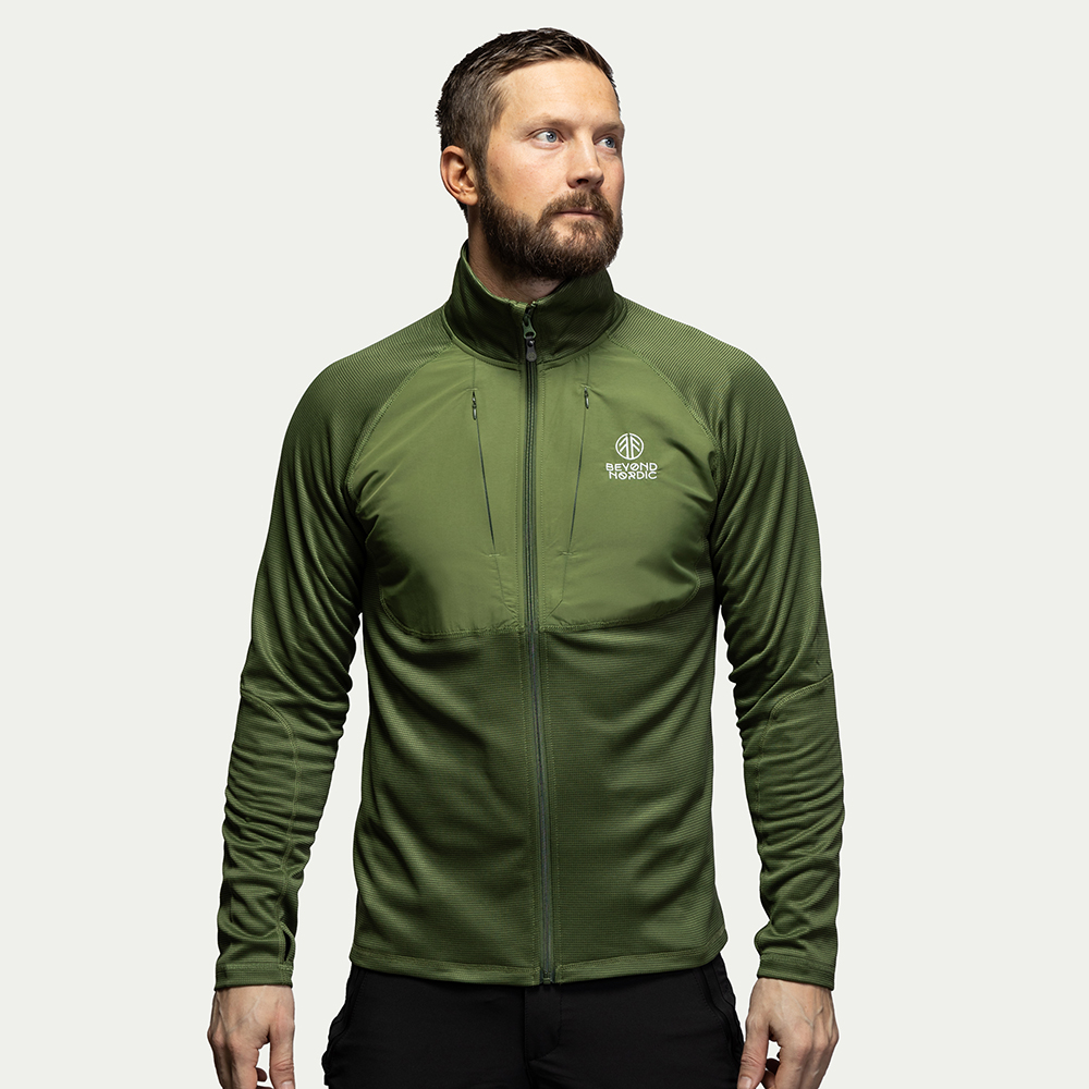 BN102 Mid Layer Fleece Sweater Homme Green - Taille : XL - Beyond Nordic