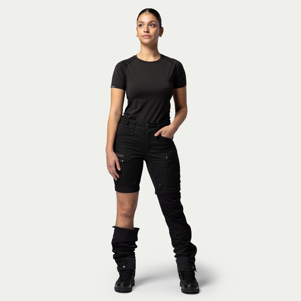 RE:NEW - BRN005 Zip-Off Outdoor Pants Dame Onyx Black - Størrelse: S - Beyond RE:NEW
