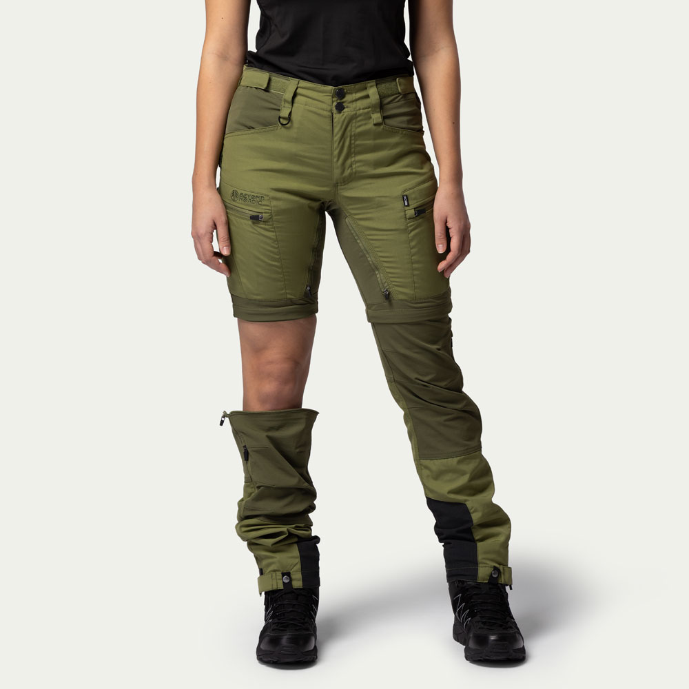 Zip-off Vandringsbyxa Dam Woodland Green - Storlek: XS - Beyond Nordic