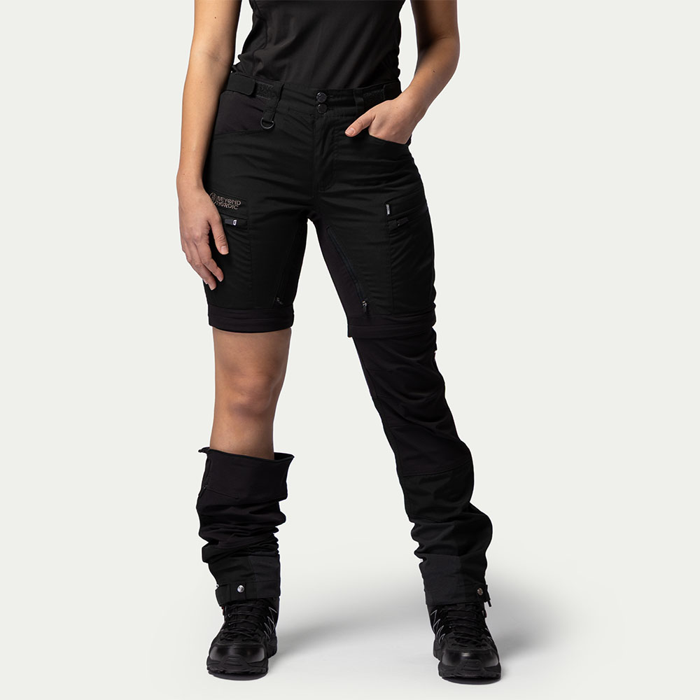 Zip-off Vandringsbyxa Dam Black - Storlek: XL - Beyond Nordic